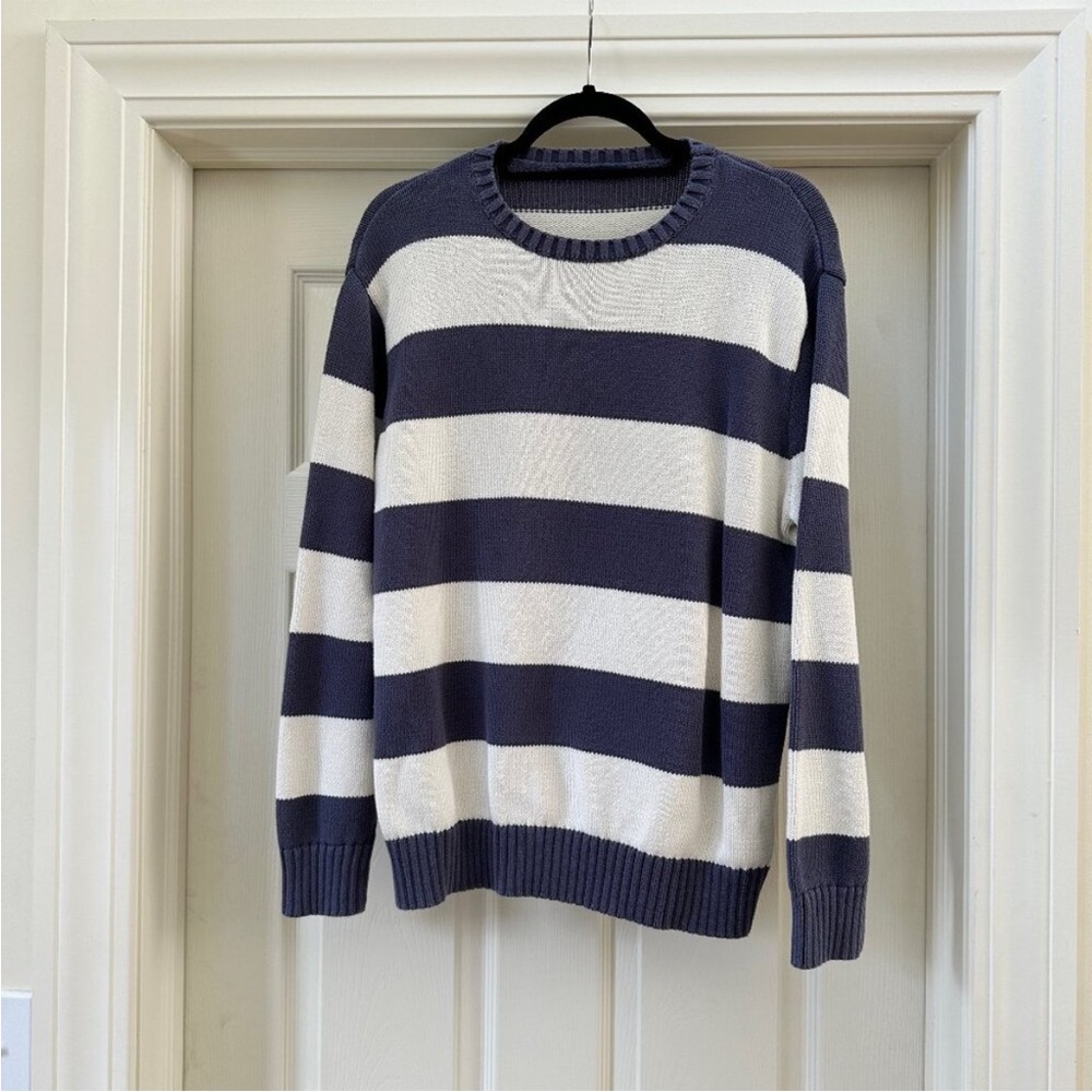 Brandy Melville Striped navy and cream knit sweater - Picture 3 of 5